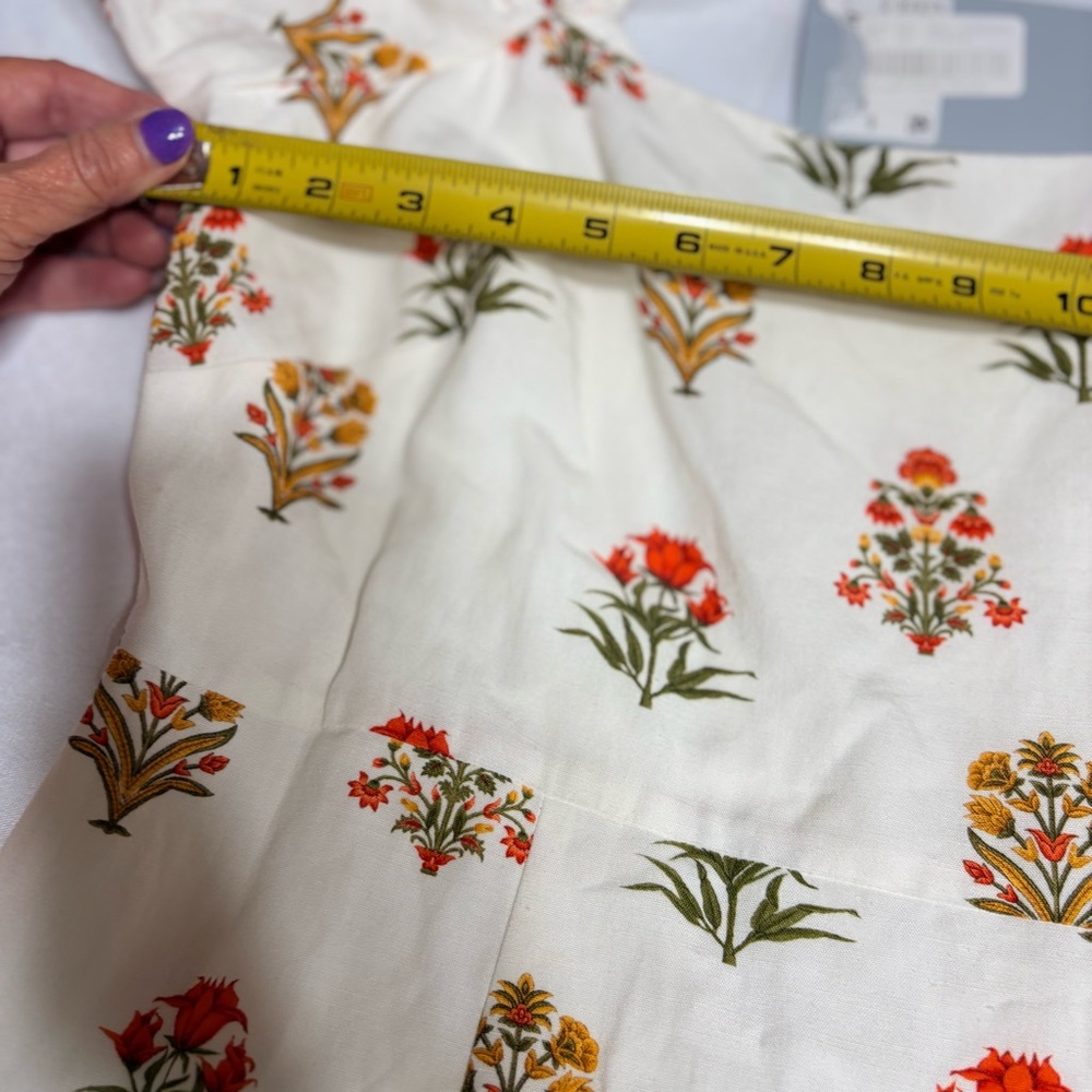 Antonio Melani Blockprint Iris Floral Cream Dress with red and yellow accents - Picture 7 of 11